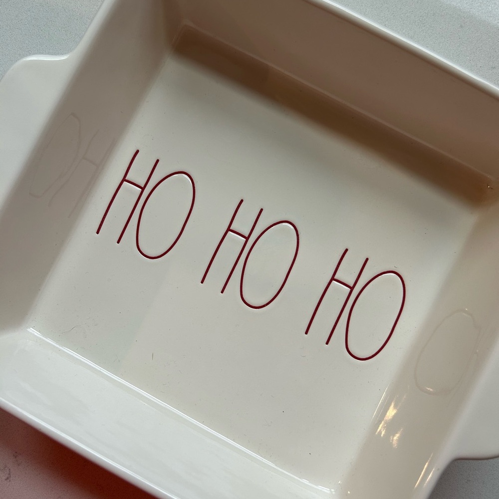 Rae Dunn Festive White Baking Dish with Red 'HO HO HO'